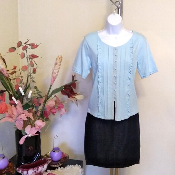 NWT Womens Summer Tunic Tops Short Sleeve Scoop Neck Casual Loose Blouse M 8 10 - Picture 6 of 9